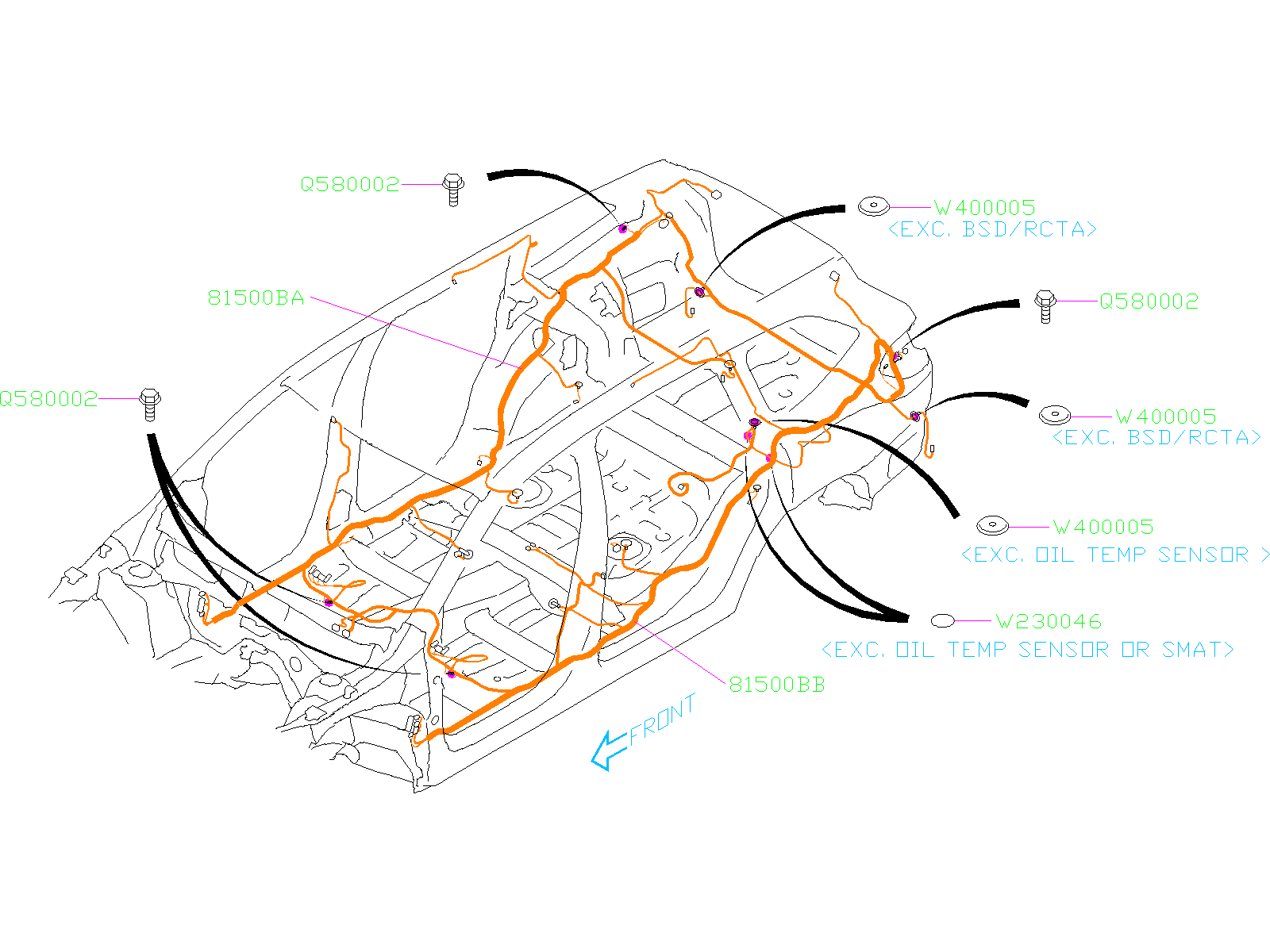 2021 Subaru Wiring Harness USA. (Right, Rear). MAIN 81503XC08C